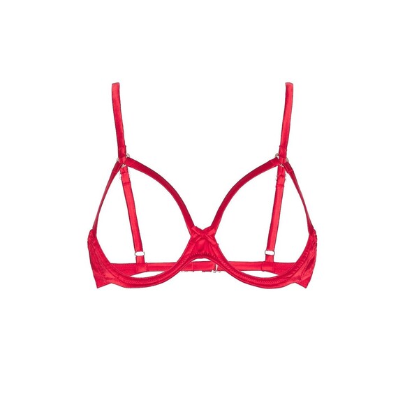 FLEUR DU MAL Lux Ouvert Bra 34B Rouge Silk Bondage Lingerie Underwire Revolve